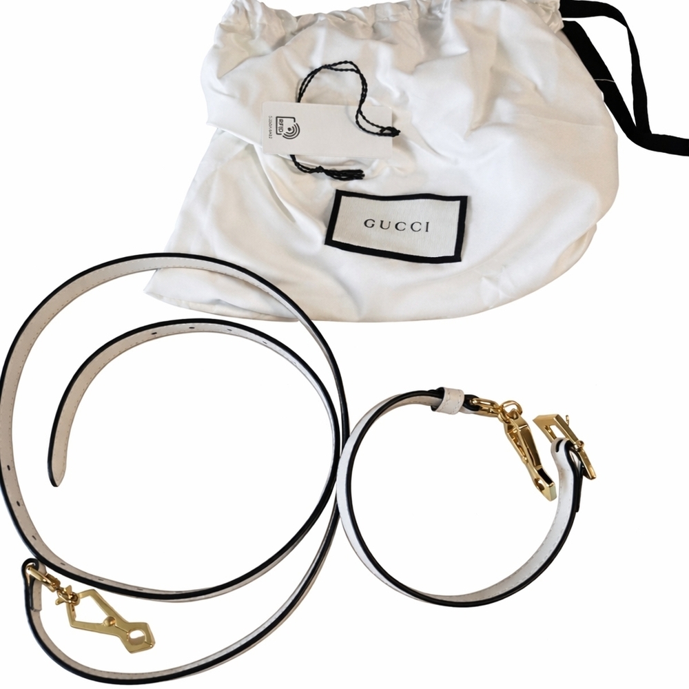 Gucci White Leather Purse Strap Replacement with Gold Accents - Picture 2 of 4